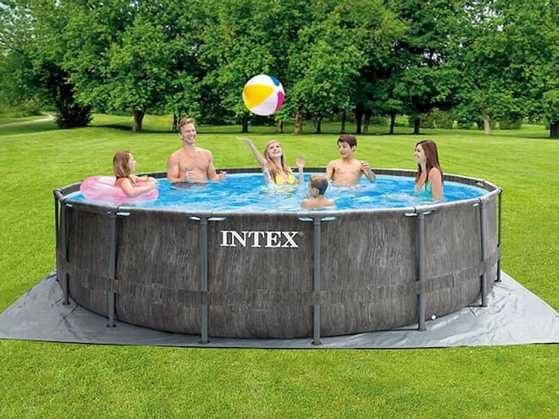Intex Prism Frame Pool Greywood - 457 X 122 Cm – Met Filterpomp En Accessoires 2 Intex Prism Frame Pool Greywood - 457 X 122 Cm – Met Filterpomp En Accessoires - Afbeelding 2