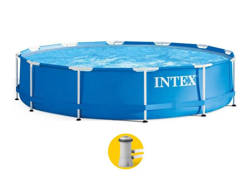 Intex Metal Frame Pool - 366 X 76 Cm - Met Filterpomp 1 Intex Metal Frame Pool - 366 X 76 Cm - Met Filterpomp