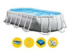 Intex Oval Prism Frame Pool - 610 X 305 X 122 Cm - Met Filterpomp En Accessoires